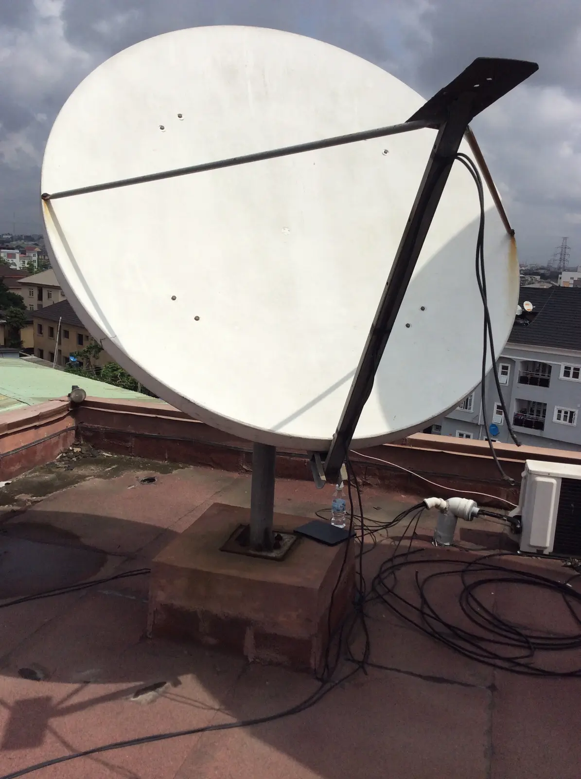 VSAT satellite dish installed on a rooftop